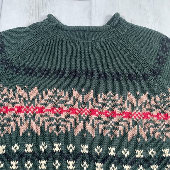 Vintage Eddie Bauer Sweater Women Large Red Nordic Fair Isle Roll Neck Holiday - Picture 6 of 15